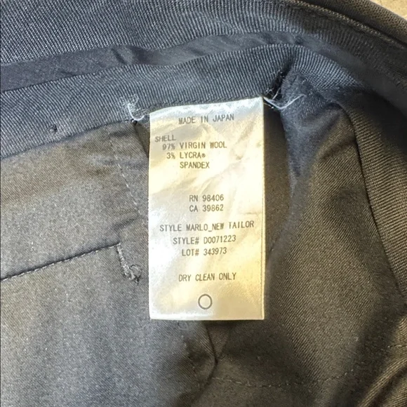 Theory mens 40x31 black solid wool blend flat front dress pants made in Japan